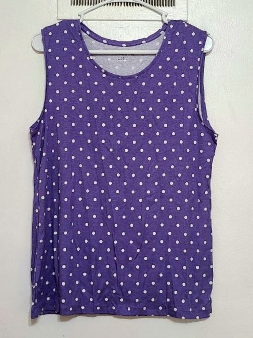 Purple Polka Dot Sleeveless Top – XL